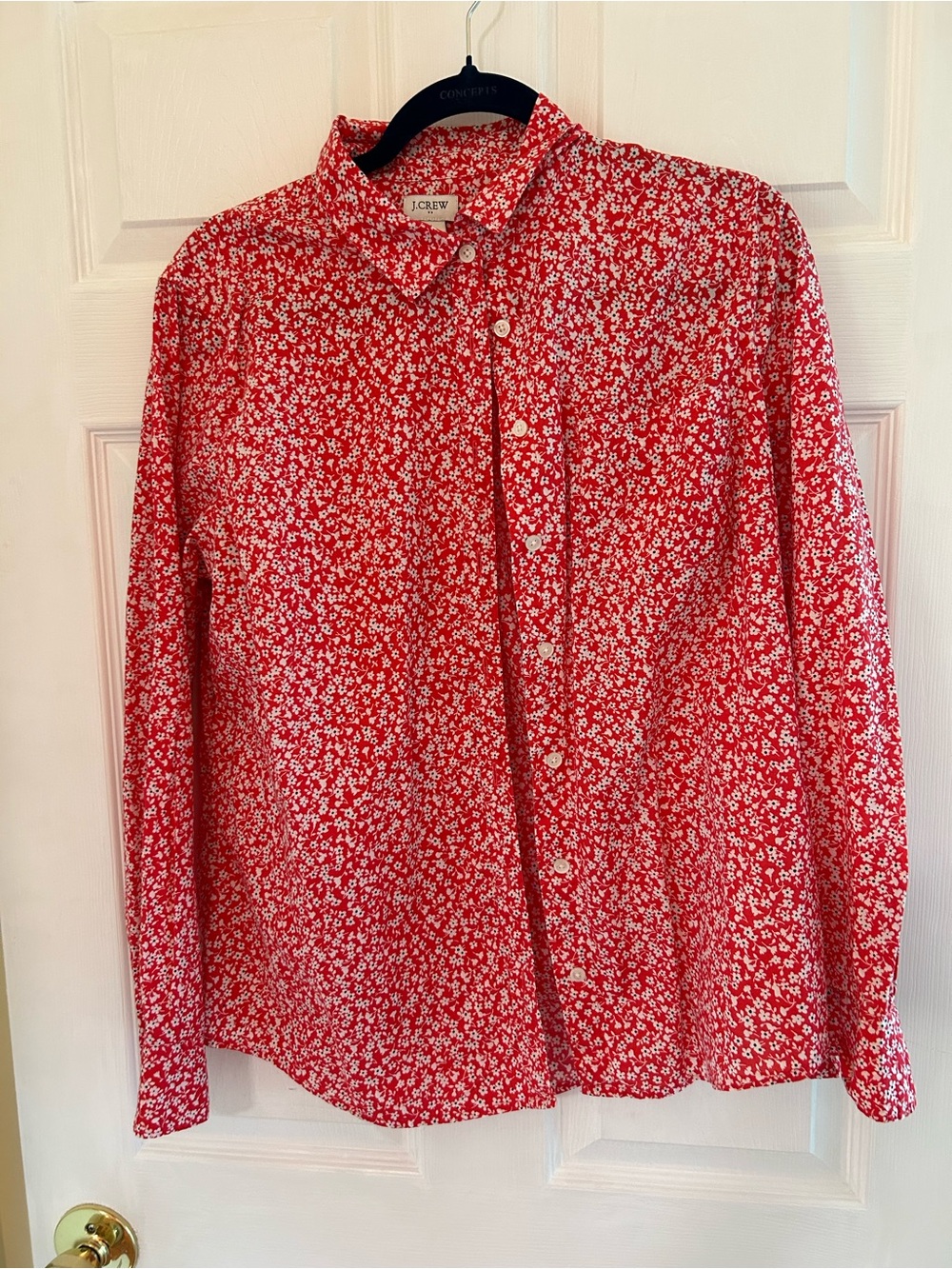 J. Crew Red and White Floral Button-Down Shirt